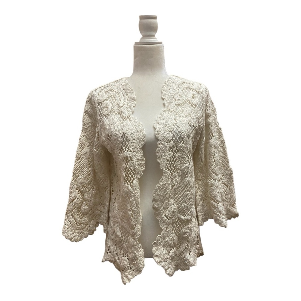 Soft Surroundings Womens Lace Open Cardigan Top Bell Sleeve Cottage Core